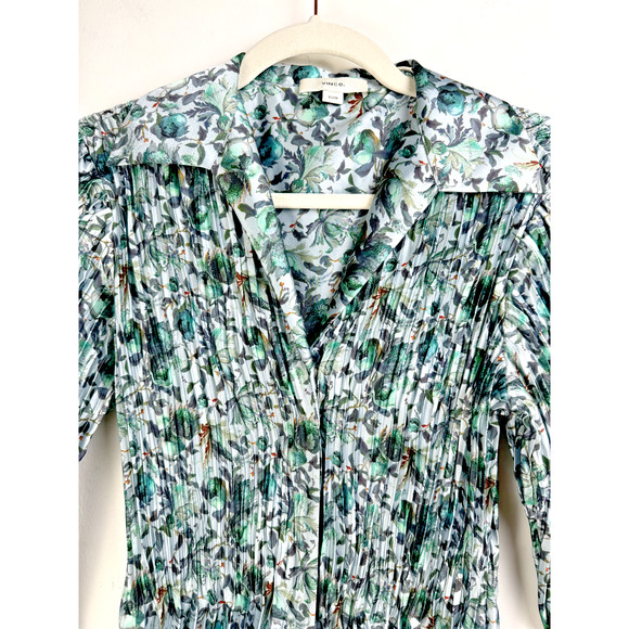 Vince Green Floral Regency Old Money Cottagecore Luxury Designer Button Up Top - Picture 6 of 10